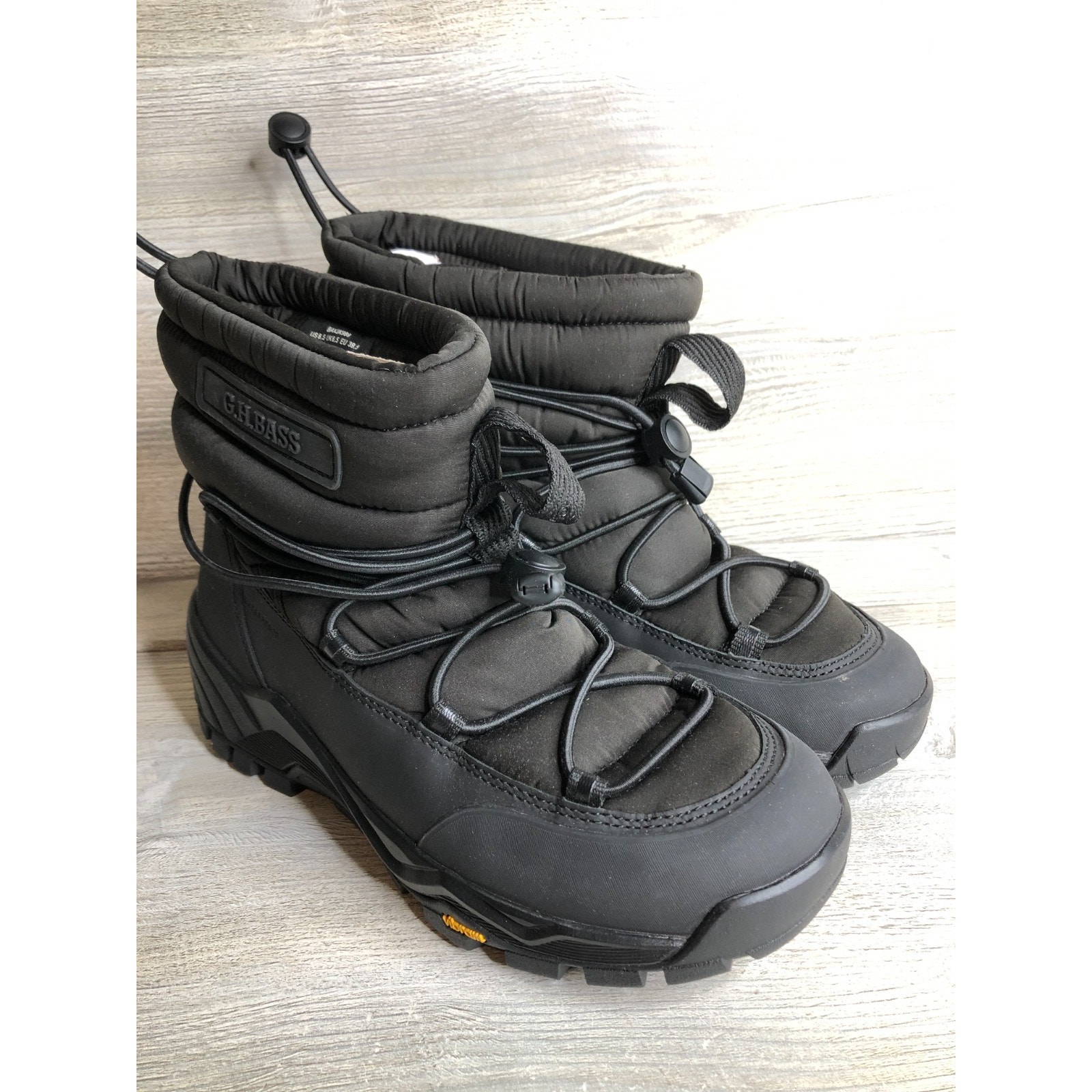 Gh Bass Women Black Field Waterproof Pull On Winter Boots With Vibram Size 8.5